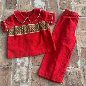 2T Christmas Outfit. Smocked corduroy.